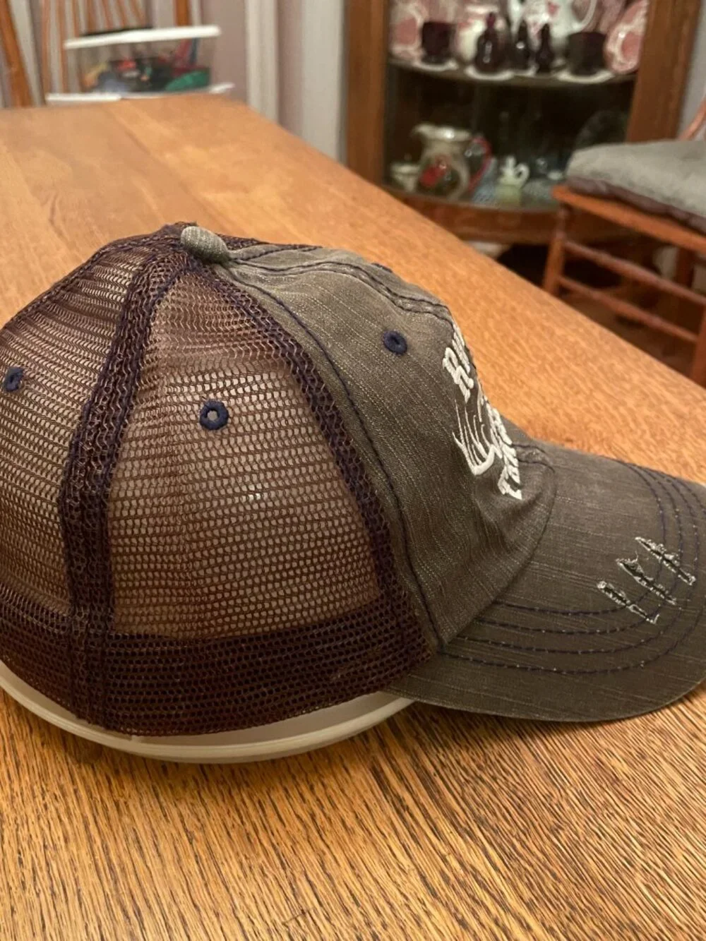 Rifles Racks and Deer Tracks Dark Olive/Brown Hook and Loop Trucker Hat Cap